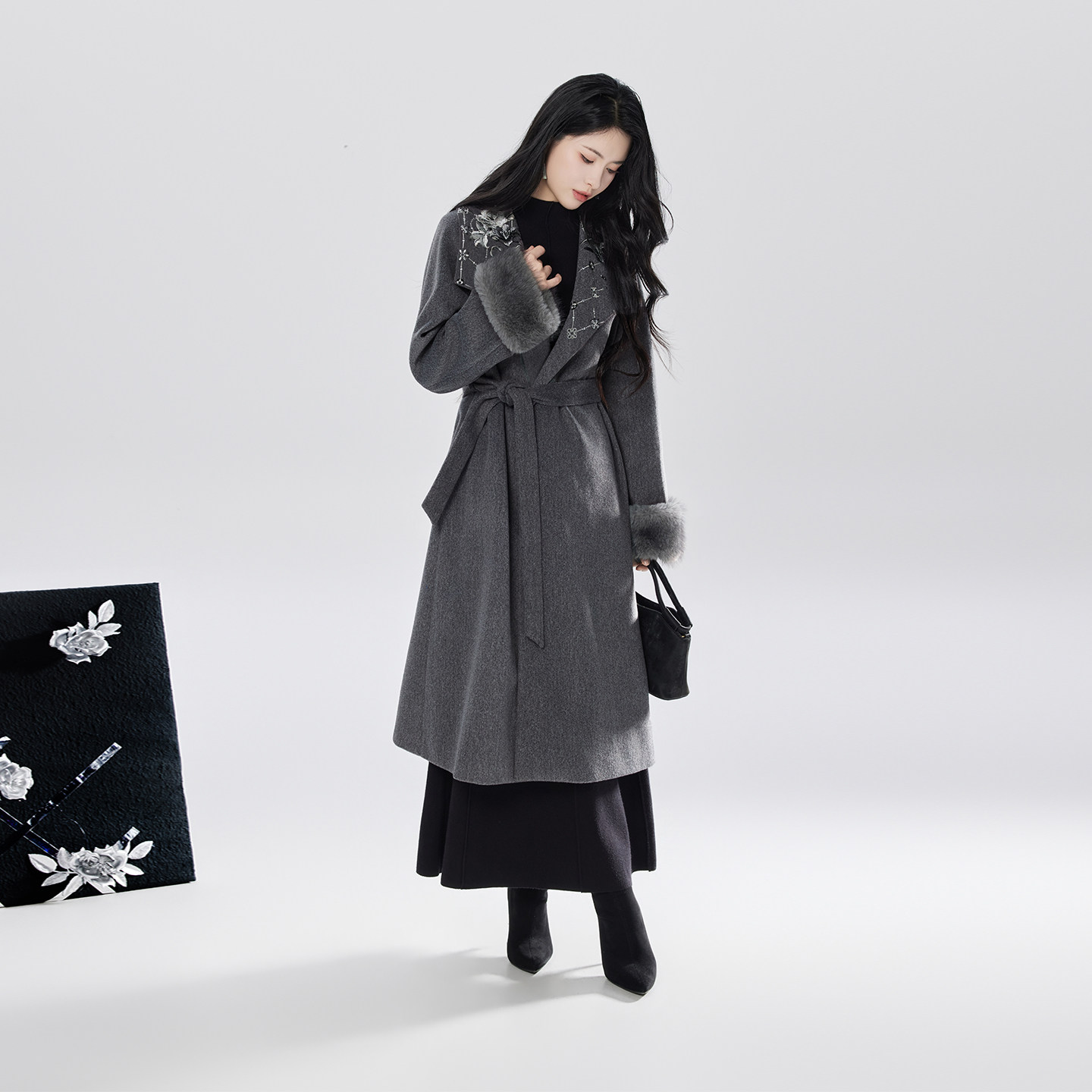 织造司[叙暮]新中式灰色大衣女士外套上衣冬天配大衣的裙子连衣裙,淘宝优惠券,粉丝福利购,淘宝优惠卷