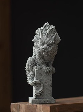 中式国风卧龙f石玺动物摆件园艺盆栽假山鱼缸造景创意客厅桌面装