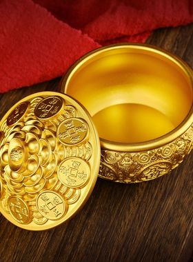 黄铜家用创意摆件金蟾聚宝盆砂金聚宝盆