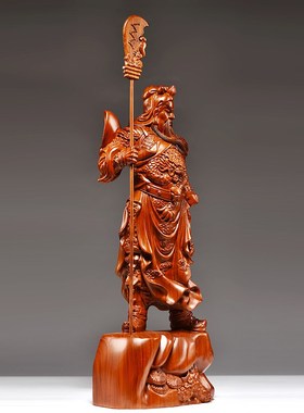 花梨木雕关公神像摆件大号实木质C武财神落地古风桌面大气风工艺