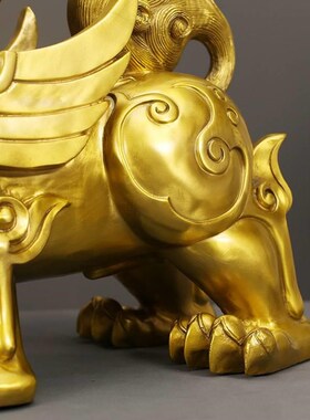 黄铜貔貅摆件一对招财聚财w皮丘铜制貔貅客厅办公室开业特大号