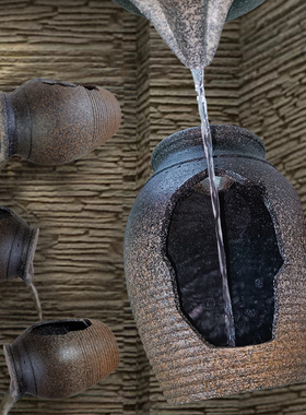 DIY自创流水墙造景贴墙挂壁仿陶流水罐鱼M池鱼缸循环水幕墙户外庭