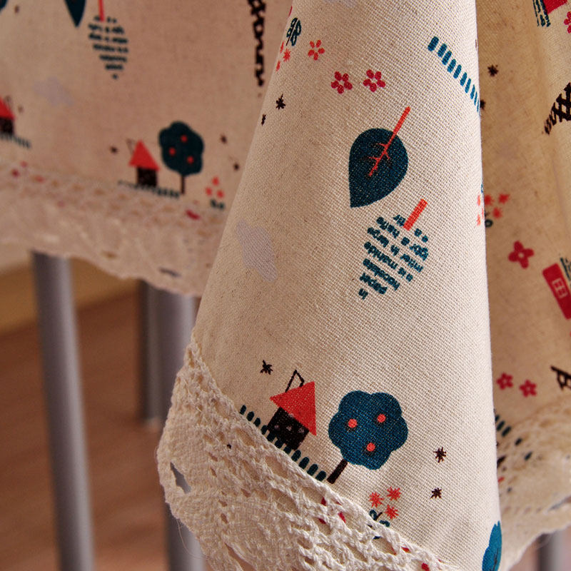 特价布艺餐桌布欧式田园 巴黎铁塔棉麻花边台布茶W几布防尘盖巾,淘宝优惠券,粉丝福利购,淘宝优惠卷