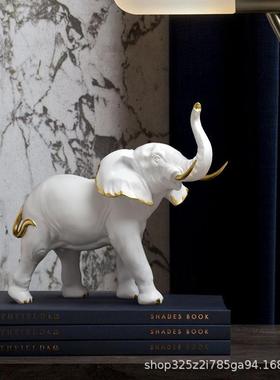 0创意大象摆件办公室桌面装饰品现代家居客厅电视柜摆设树脂工艺