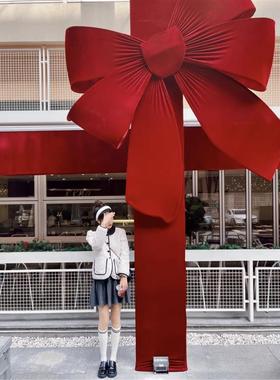 适配新年丝绒布蝴蝶结巨型店铺橱窗户门头装饰节日元旦新年龙布置