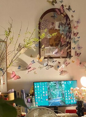 速发蝴蝶装饰毛毡节装饰画挂画新款体vc立p蝴蝶板配饰玄关客厅彩