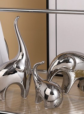 速发简约摆档电镀件瓷大象高陶客厅玄关酒柜电视柜装饰品乔迁新居