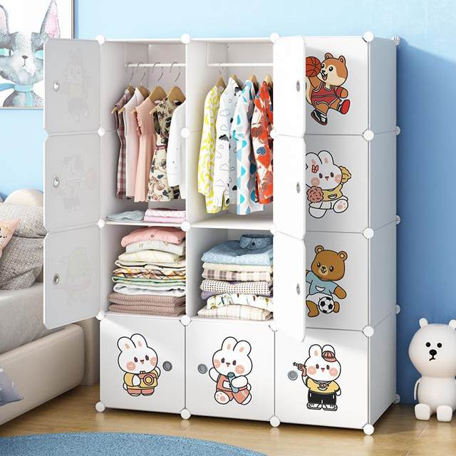 Children's wardrobe cartoon children simple economical boy girl assemble storage storage cabinet baby baby wardrobe