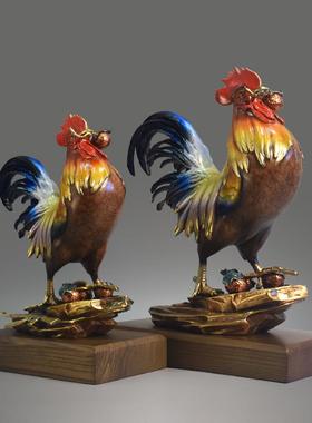 全铜大公鸡摆件黄铜鸡金鸡生肖鸡吉祥物客厅酒柜家居装饰品工艺品