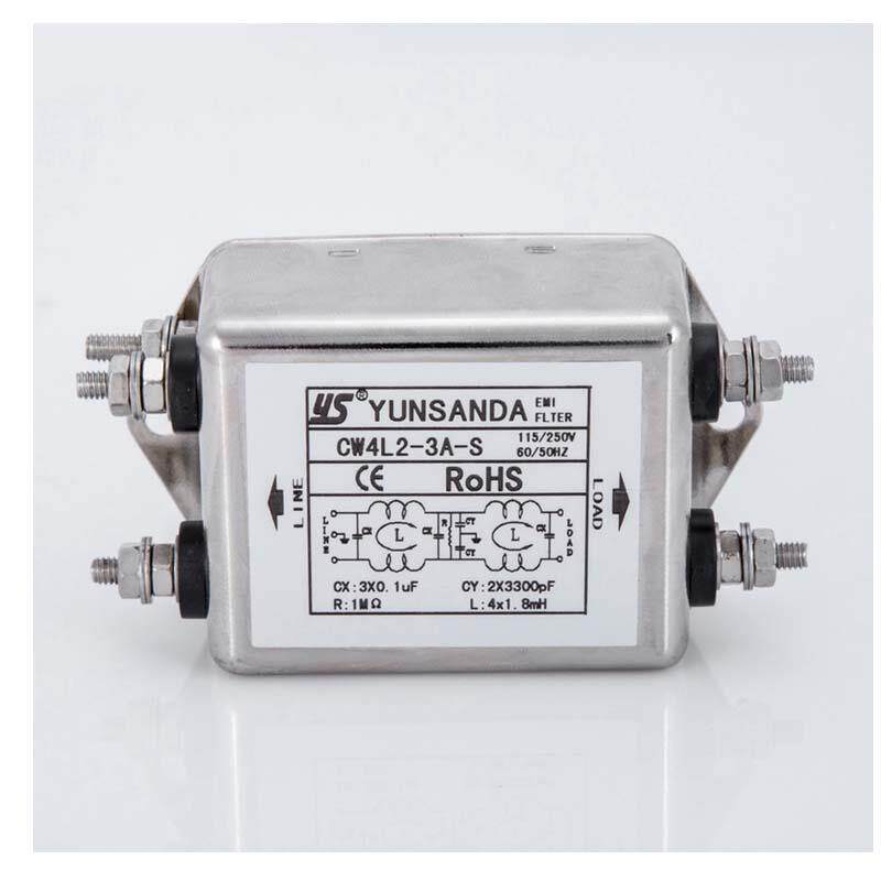 台湾YUNSANDA单相交流220V电源滤波器CW4L2-3A-S双节抗干扰螺丝式 - 图0