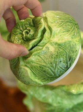 方雅陶瓷金玉满堂大白菜中国封罐精美手绘瓷瓶家居装饰礼品