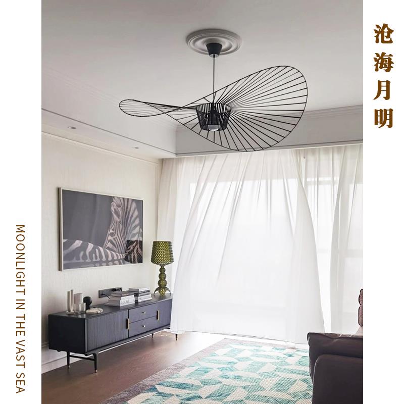 设计师vertigo法式草帽客厅主灯帽子灯北欧网红餐厅卧室草帽吊灯 - 图2