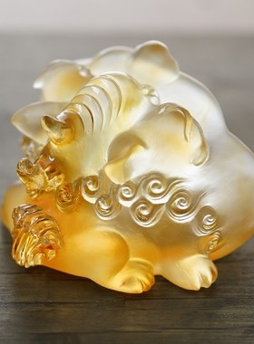 现货速发琉璃吞金兽貔貅招财摆件家居工艺品客厅电视酒柜入户玄关