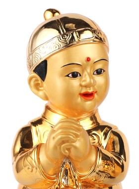 快速发货台湾纯铜鎏金招财童子童女F佛像善财童男龙女金童玉女招