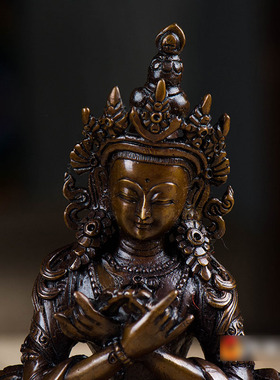 快速发货金e刚总持家居摆件 小铜像尼泊尔手工5寸紫铜雕花桌面随