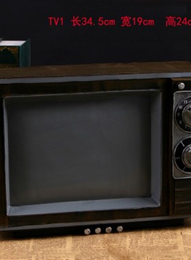 欧式复古仿古电i视机收音机摄影道具铁艺模型咖啡酒店装饰摆件