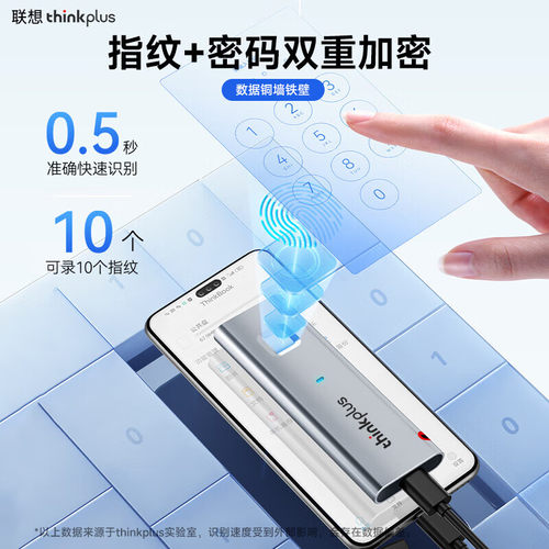 联想移动固态硬盘512G指纹加密高速电脑手机直连type-C办公防泄密 - 图0
