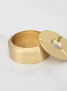 烟灰缸铜烟灰缸ogo家用办公带盖防飞灰缸纯黄铜烟灰缸