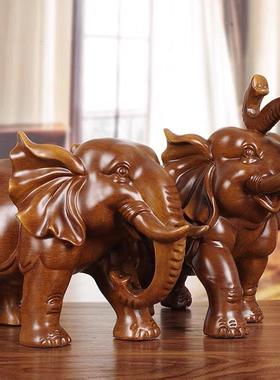 招财大象摆件一对客厅玄关酒柜装饰办公室办公桌面摆设乔迁新居礼