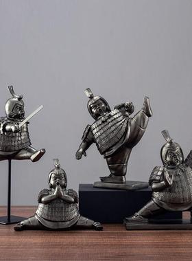 新中式家居饰品秦兵马俑摆件桌面工艺品书柜书架装饰品办公室摆设