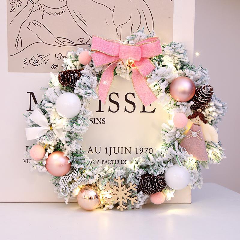 圣诞节装品402cm落雪圣诞5花饰环02新款圣诞门挂藤圈场落雪花环景 - 图2