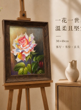 《彩光玫瑰》系列二/38*48布面客厅玄关艺术油画治愈系挂画田园沙