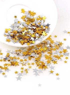 6mm/10mm 混尺寸金银五角星亮片独立日抛撒纸屑 圣诞节装饰用品