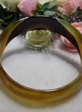 天然冰种玻璃种翡翠黄棕色风景巴西玉髓 手镯 手环 护手 转运男女