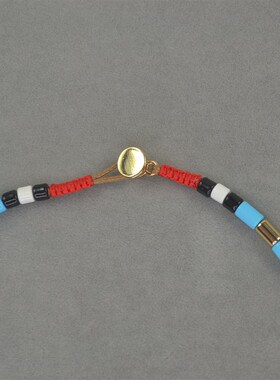 极速RA  蓝色搪瓷 金色铜珠 锁骨链 颈炼