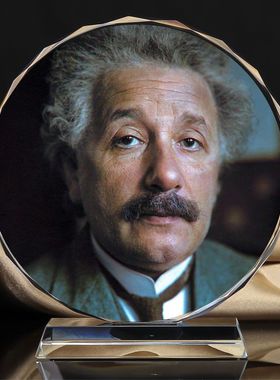 居里夫人/牛顿/爱因斯坦/雨果画像水晶摆件工艺品名人励志礼品