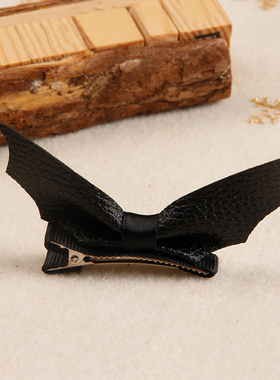 Bat Hairpin for Girls Halloween Dark Style PU Decor Side Hai