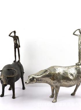 新中式现代简约仿铜树脂雕塑牛动物摆件，样板房别墅会所装饰品