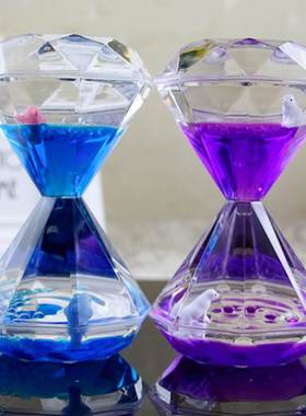 个性海豚流沙计时器减压水滴油滴梦幻网红水晶沙漏液体海洋摆件。