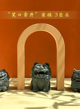 石狮子摆件镇纸笔搁工艺品笑狮小和尚烛台盆景孙悟空麒麟雕塑景观