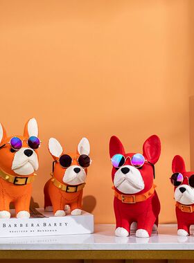 法斗犬创意桌面摆件家居客厅装饰动物狗狗摆件酒柜玄关客厅电视柜