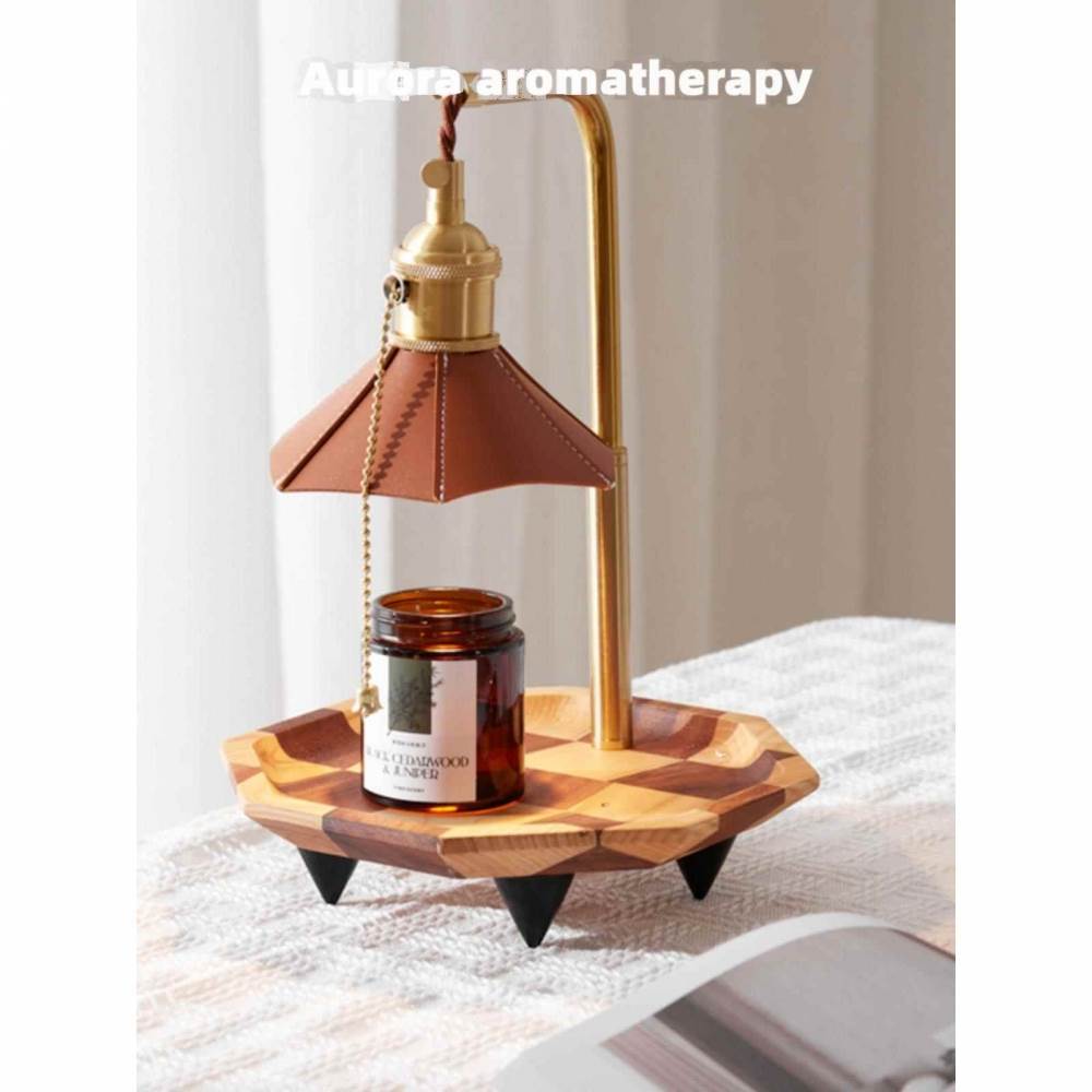 融烛灯实木复古香薰蜡烛台灯无火融蜡灯茶台灯酒馆烛灯生日礼物 - 图0