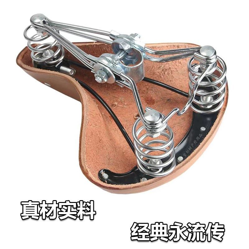 自行车坐垫纯牛皮车座三弹簧复y古车座子座椅山地车鞍座通勤车鞍,淘宝优惠券,粉丝福利购,淘宝优惠卷