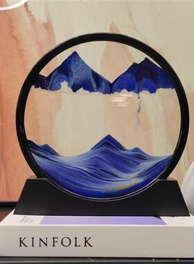 极速【礼盒装12英寸】 圆形流沙摆件卧室家居装饰办公室轻奢沙画