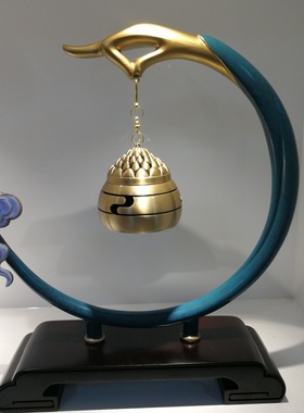 纯铜佛手音乐香炉家居玄关书房办公室禅意中式铜摆件铜香炉铜工艺