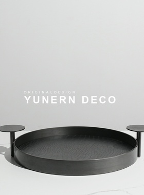 简约现代家居客厅茶几托盘样板房间售楼处软装饰品置物盘收纳摆件