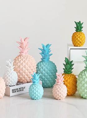 北欧创意凤梨家居饰品卧室个性树脂摆设存钱筒置物架装饰摆饰