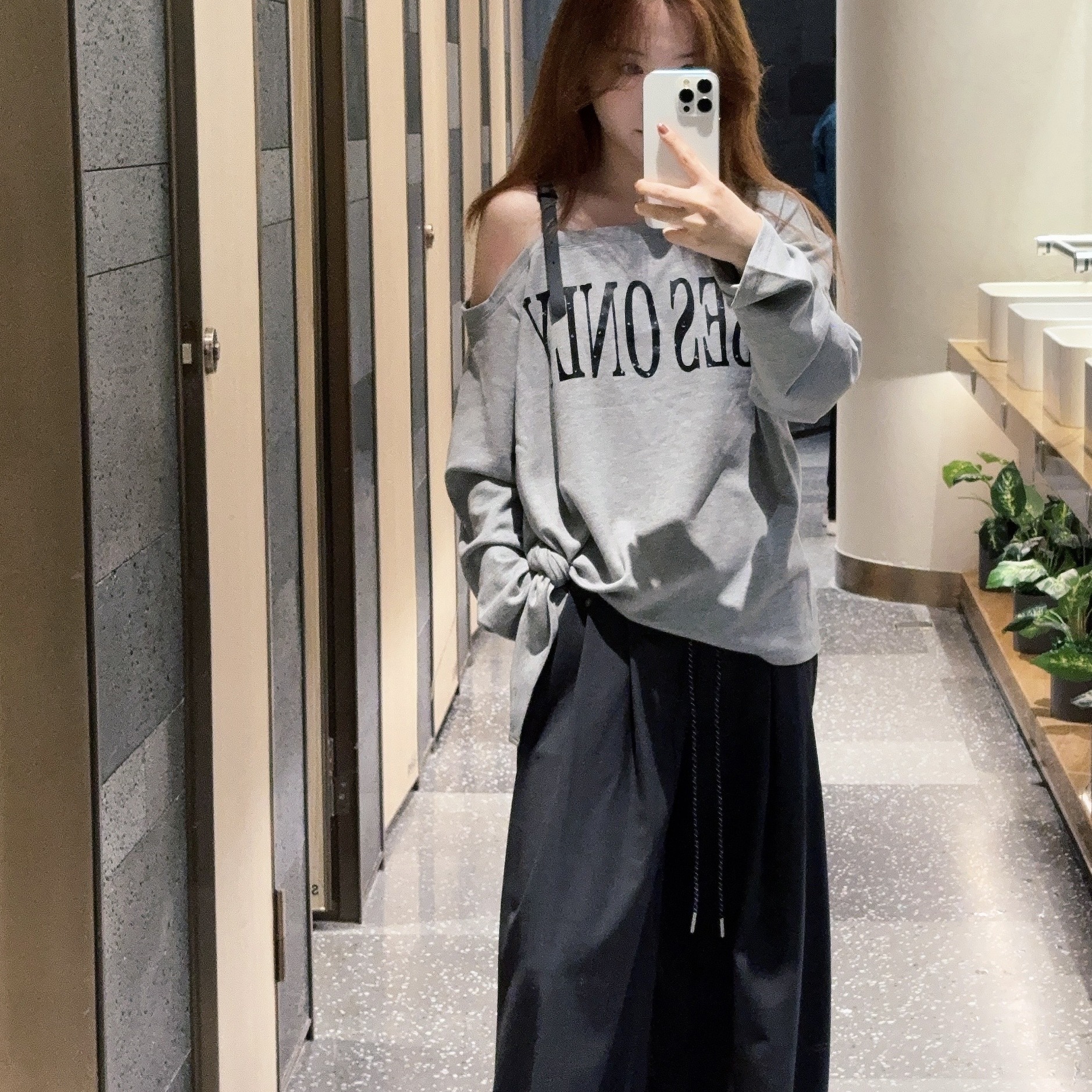 【鸭鸭强推|灰色鼠尾草】显瘦灰色防皱女休闲微弹百搭直筒长裤