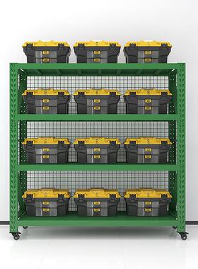 仓库带网货架带轮可移动器材架加厚重型绿色物资架仓储层板货架