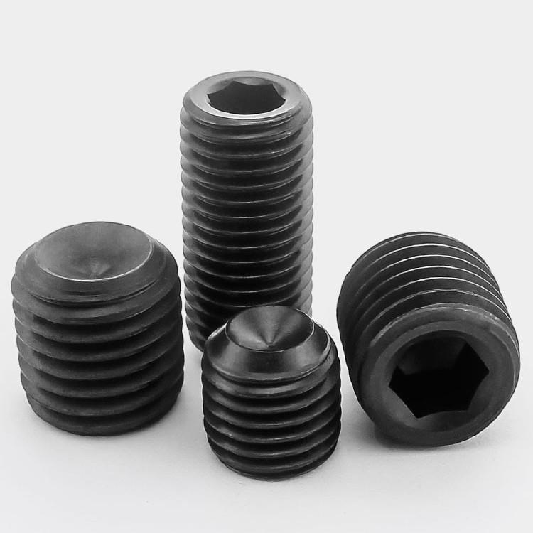 M4M5M6M8黑色304不锈钢无头内六角螺丝镀黑锌顶丝紧定止付基米 - 图0
