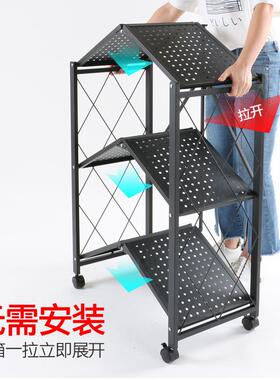 免安装折叠厨房置物架落地多层放电饭锅微波炉厨房用品储物收纳架