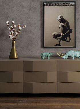 北欧烤漆餐边柜实木六斗柜意式极简入户玄关柜装饰边柜储物柜整装