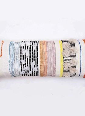 图涂|凌霜摩洛哥风手工编织抱枕印度进口条纹簇绒靠枕