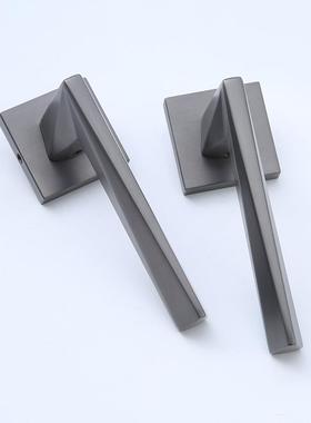 家用室内房门执手锁卧室黑色静音分体锁单舌简约木门机械门锁