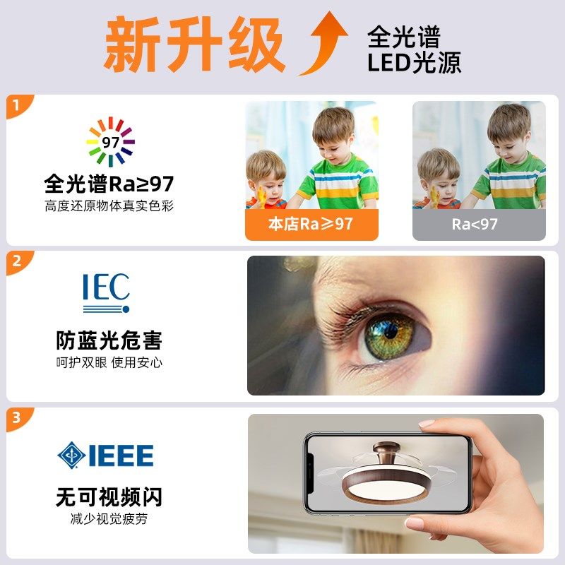 风扇灯中古风隐形卧室书房吸顶灯一体电扇灯复古静音家用餐厅吊灯,淘宝优惠券,粉丝福利购,淘宝优惠卷