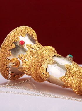 尼泊尔手工藏式喇叭纯铜刚东精品吹鼓法号子吹号法号法器唢呐加长